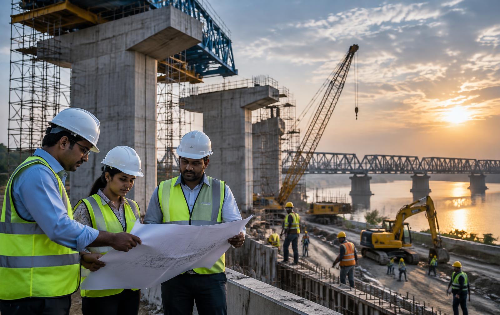 Civil infrastructure team coordinating active construction work